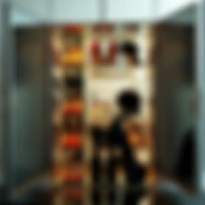 Artistic Shoe Display in Mirror Cabinet Artistic arrangement of shoes displayed in a mirrored cabinet