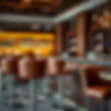 Elegant Leather Bar Stools in a Luxurious Bar Luxurious leather bar stools adding elegance to a bar