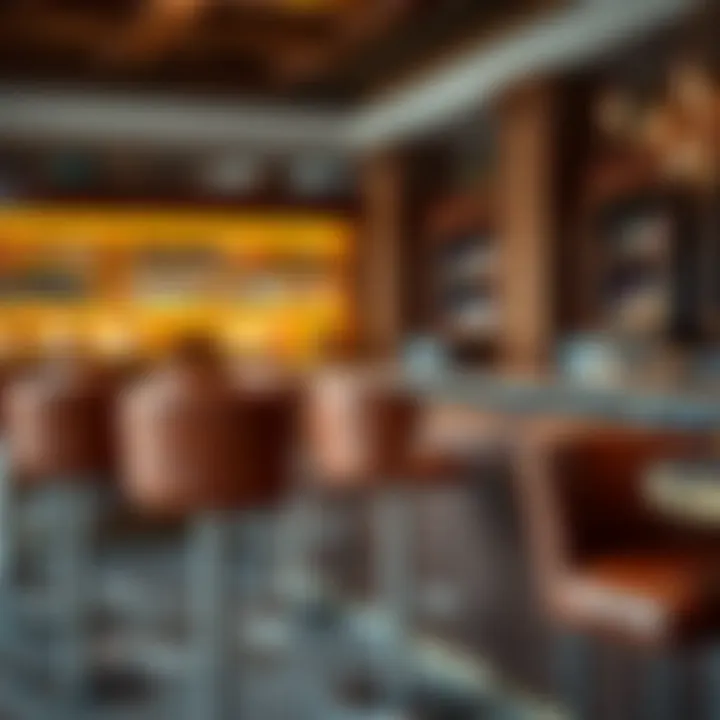 Elegant Leather Bar Stools in a Luxurious Bar Luxurious leather bar stools adding elegance to a bar