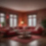 Battery operated red LED lights illuminating a cozy living space