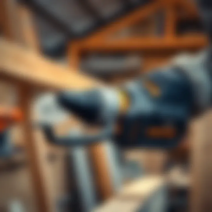 Efficiency in Action: Battery Tool Performance A close-up of a battery tool in action, illustrating its efficiency