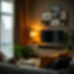 Stylish Big Lots touch lamp illuminating a modern living room