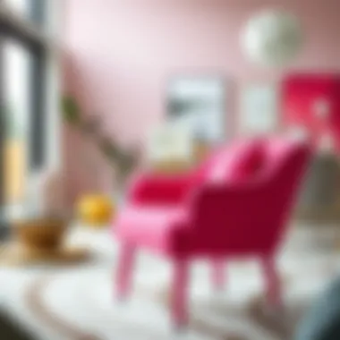 Contemporary Bright Pink Chair Detail Close-up of a bright pink chair in a modern setting