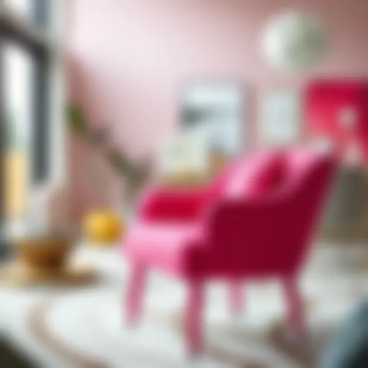 Contemporary Bright Pink Chair Detail Close-up of a bright pink chair in a modern setting