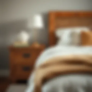 Rustic wooden bedside table with drawers