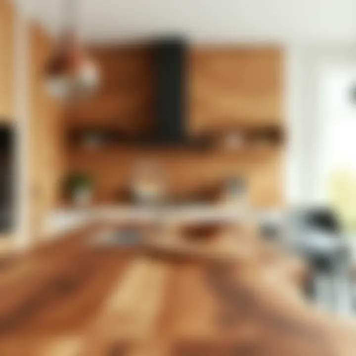 Modern Elegance with Butcher Block An elegantly designed butcher block countertop in a modern kitchen