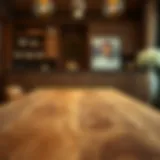A beautifully crafted butcher block table showcasing natural wood grains