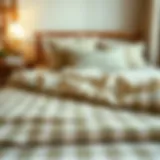 Elegant checker bed sheet pattern in soft tones