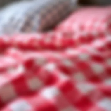 Checker Bed Sheets Fabric Texture Close-up of checker bed sheets showcasing fabric texture