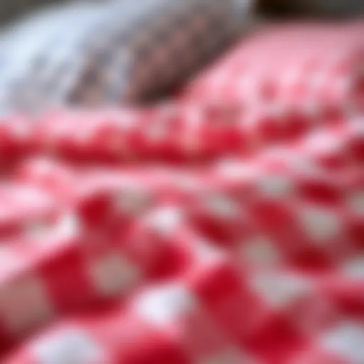 Checker Bed Sheets Fabric Texture Close-up of checker bed sheets showcasing fabric texture
