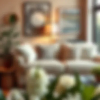 Cozy Corner with Decorative Touches A cozy corner featuring a big comfy couch with decorative pillows
