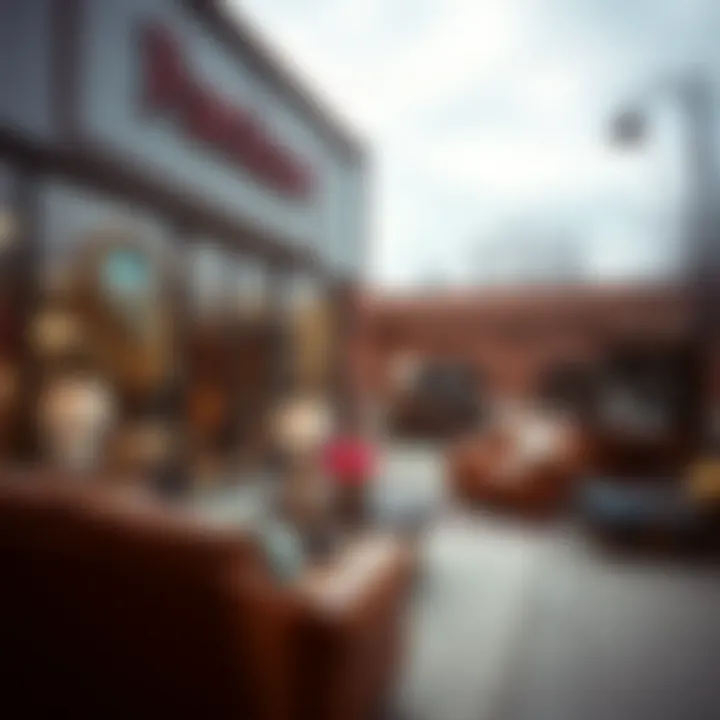 Local furniture business storefront with inviting display