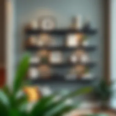 Modern Wall Shelf Display Modern wall shelf arrangement with decorative items