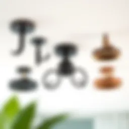 Illustration of various ceiling mount rod bracket designs showcasing their unique styles.