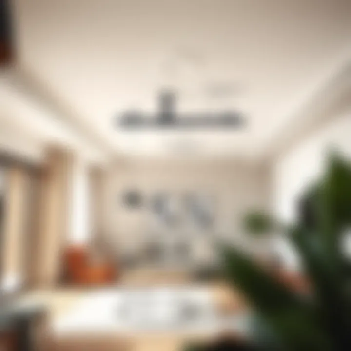 Diagram illustrating the installation process of ceiling mount rod brackets in a living space.