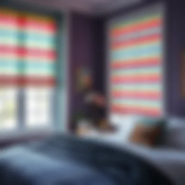Vibrant Fabric Blinds for Cozy Bedrooms Colorful fabric blinds adding vibrancy to a bedroom