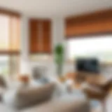 Elegant wooden blinds enhancing a stylish living room
