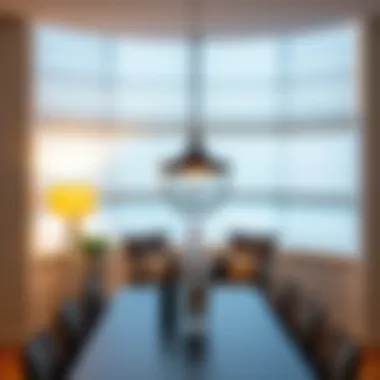 Sheer Shades for Ambient Dining Spaces Elegant sheer shades providing soft light in a dining area
