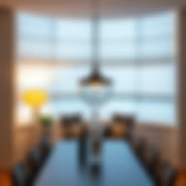 Sheer Shades for Ambient Dining Spaces Elegant sheer shades providing soft light in a dining area