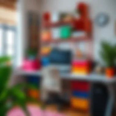 Brightening Up Your Home Workspace with Organizers Colorful plastic multi drawer organizers arranged in a home workspace