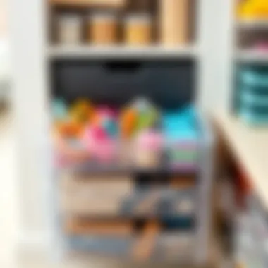 Craft Supplies Elegantly Stored in Organizers Neatly organized craft supplies in a plastic multi drawer organizer