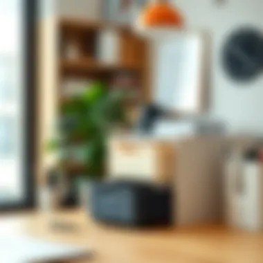 Office Organization with Plastic Multi Drawer Organizer Stylish plastic multi drawer organizer in an office setup