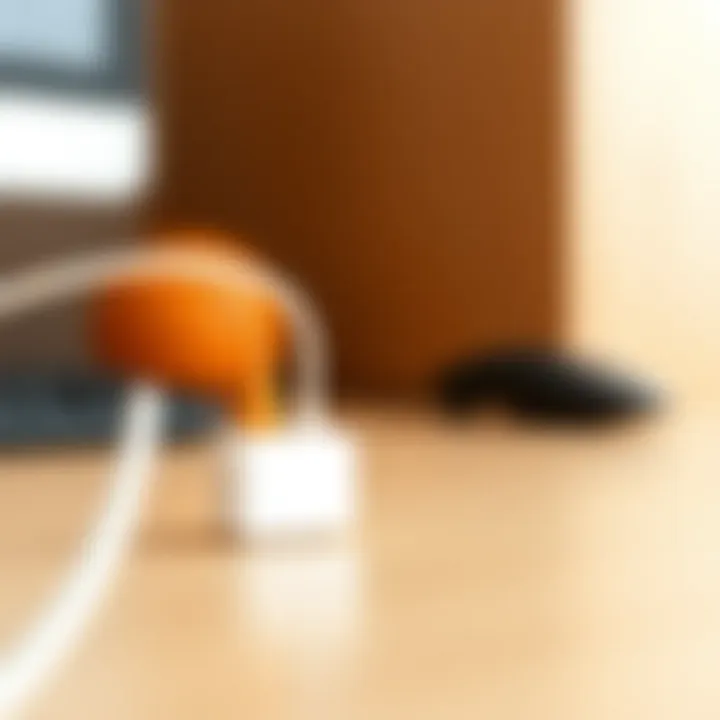 Chic Cord Management Solution Close-up on a stylish cord management solution