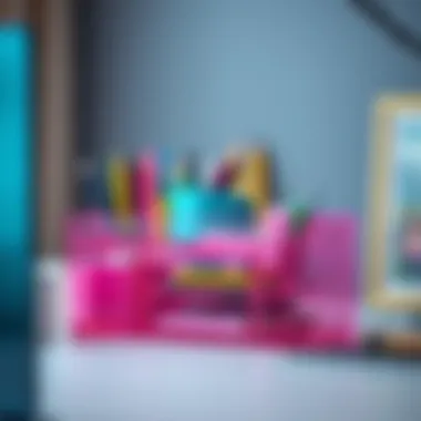 Vibrant Acrylic Organizer for Creative Professionals Colorful acrylic office organizer enhancing workspace aesthetics