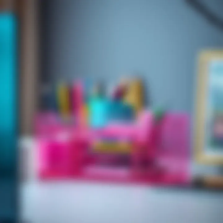 Vibrant Acrylic Organizer for Creative Professionals Colorful acrylic office organizer enhancing workspace aesthetics