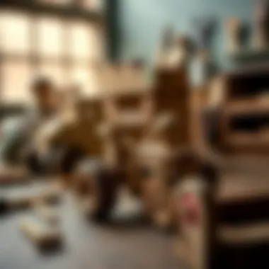 The Art of Craftsmanship in Wooden Toys Close-up of high-quality craftsmanship of wooden toys.