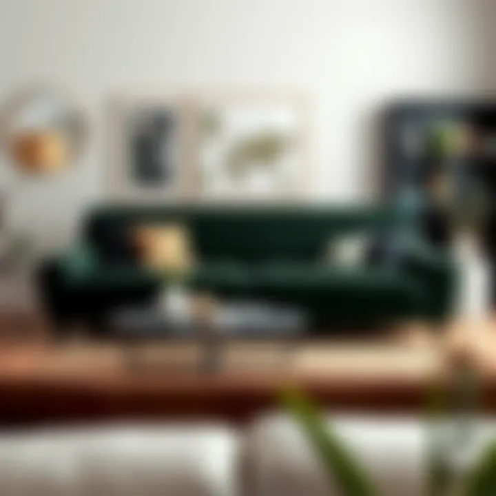 Harmony Between Dark Green Sofa and Interior Decor Dark green sleeper sofa styled with complementary decor
