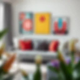 Elegant grey sofa paired with vibrant cushions