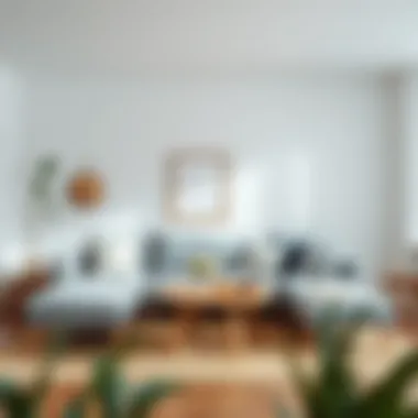 Minimalist Living Room with Grey Sofa Minimalist living room featuring a grey sofa and natural elements