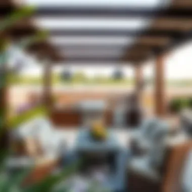 Outdoor Seating Arrangement Elegant seating arrangement in an outdoor culinary space