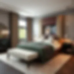 Elegant tall king bed frame with integrated storage showcased in a modern bedroom setting