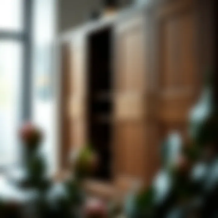 Stylish Wood Doors on an Entertainment Unit Close-up of stylish wood doors on an entertainment unit