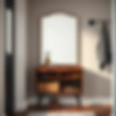 Chic Entryway Shoe Storage and Mirror Design Chic entryway showcasing stylish mirror with shoe storage