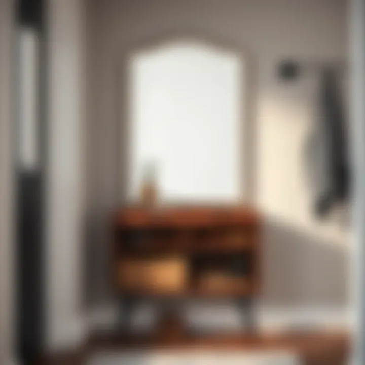 Chic Entryway Shoe Storage and Mirror Design Chic entryway showcasing stylish mirror with shoe storage
