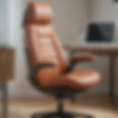 Close-up view of ergonomic features of a padded desk chair