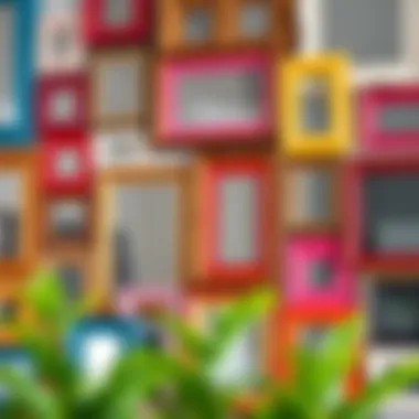 Vibrant Collage of Picture Frames for Creative Spaces Colorful collage of assorted picture frames on a wall