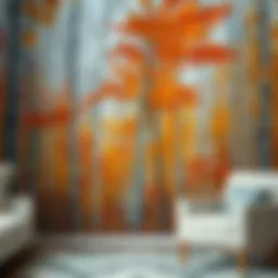 Artistic depiction of a birch forest in autumn colors