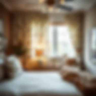 Stylish bedroom adorned with bird print curtains harmonizing with decor