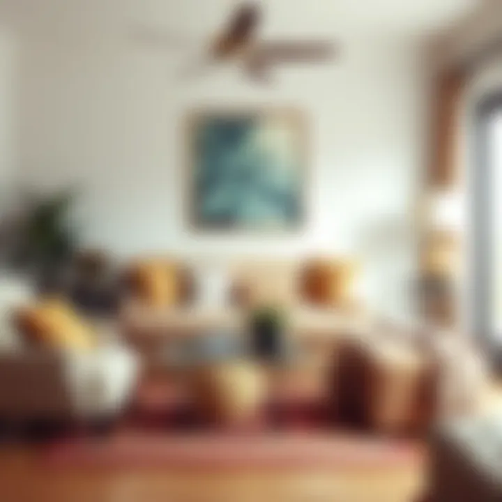 Living room featuring a beautifully adorned chenille loveseat