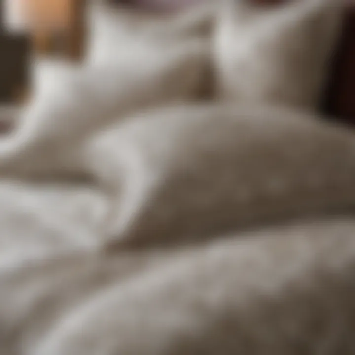 Close-up of a comforter set highlighting intricate patterns and textures