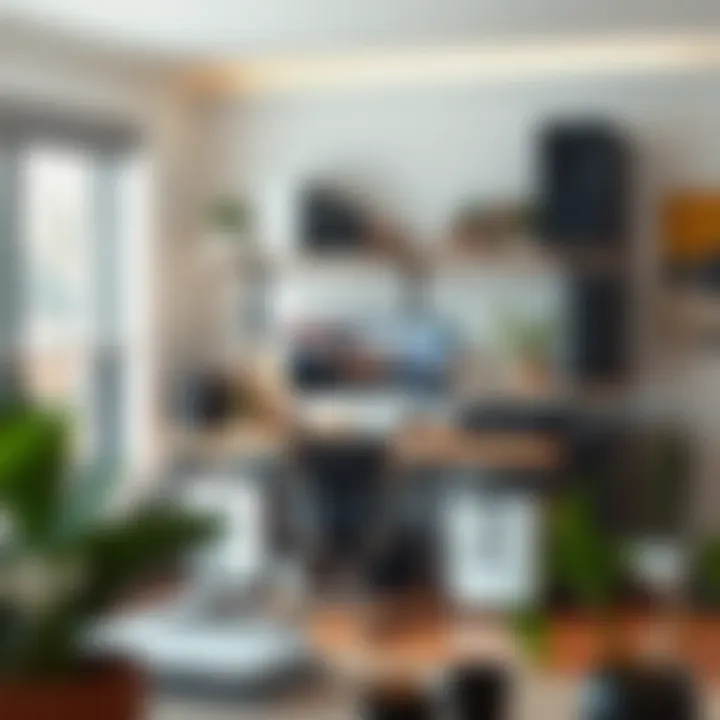 Organized workspace featuring a computer desk with efficient storage solutions