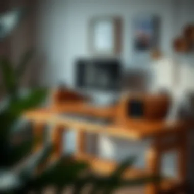 Stylish wooden computer desk showcasing craftsmanship and functionality