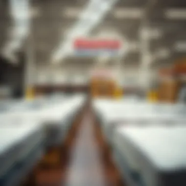 Costco Store Featuring Folding Twin Mattresses Costco store interior with folding twin mattresses on display