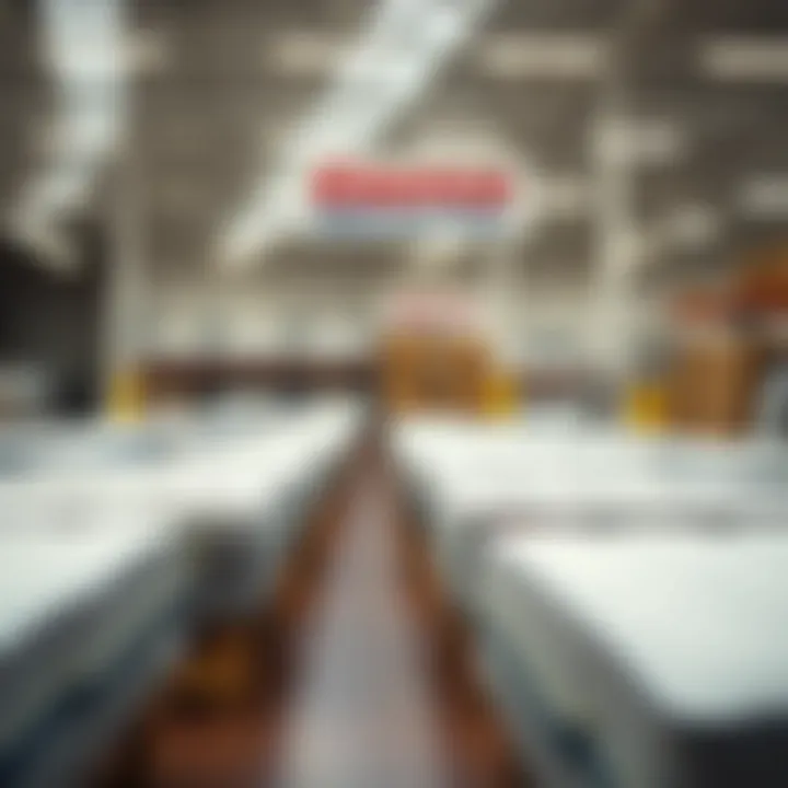 Costco Store Featuring Folding Twin Mattresses Costco store interior with folding twin mattresses on display