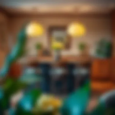 Stylish counter height swivel bar stools in a cozy dining area