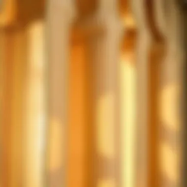 Close-up of fabric texture and design of tab top curtains